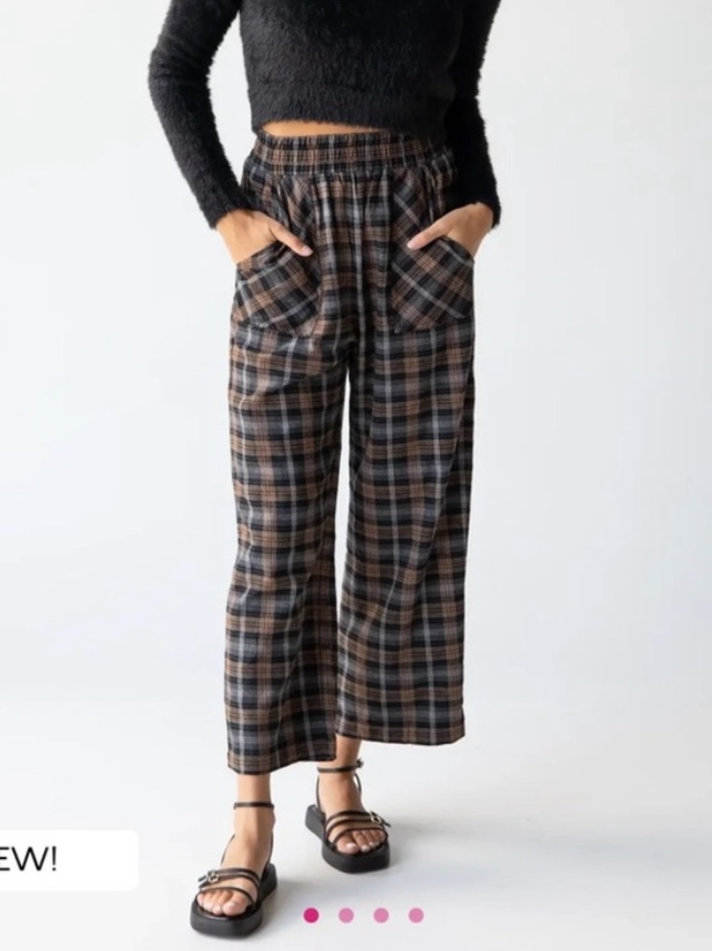 ❤️Natural Life Beckett Flannel Pants - Brown Grey Plaid - Picture 6 of 6